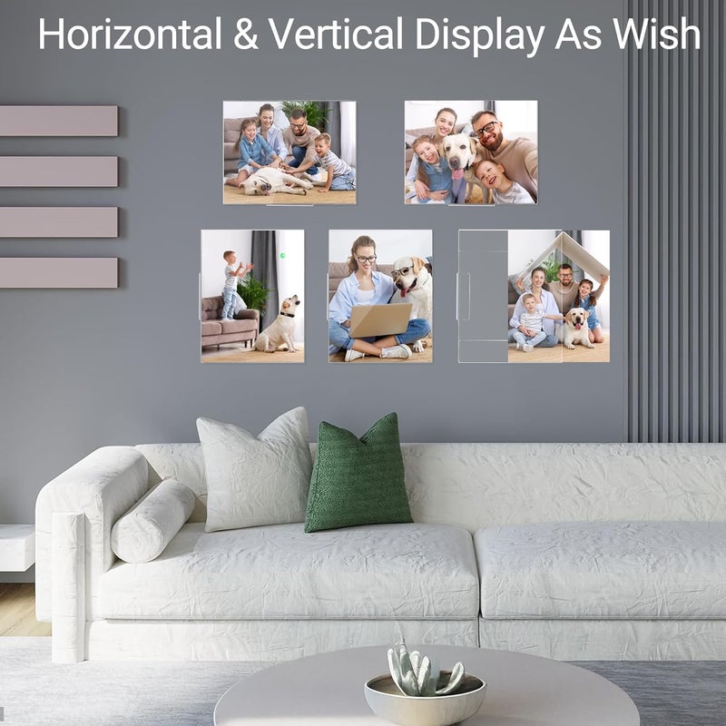 DECOHOBO Acrylic Sign Holder 8.5x11 Wall Mount with Strong Adhesive Tape, No Drilling Vertical & Horizontal Clear Plastic Frame for Office Home Store, Damage-Free Installation (3 Pack) - Image 2